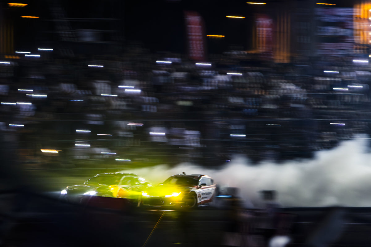 Tandem drift battle under the lights
